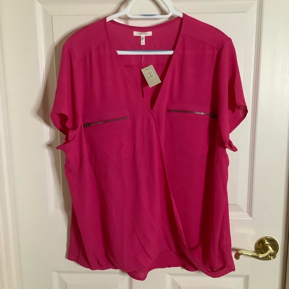 Women's Pink Blouse with Zipper Detail